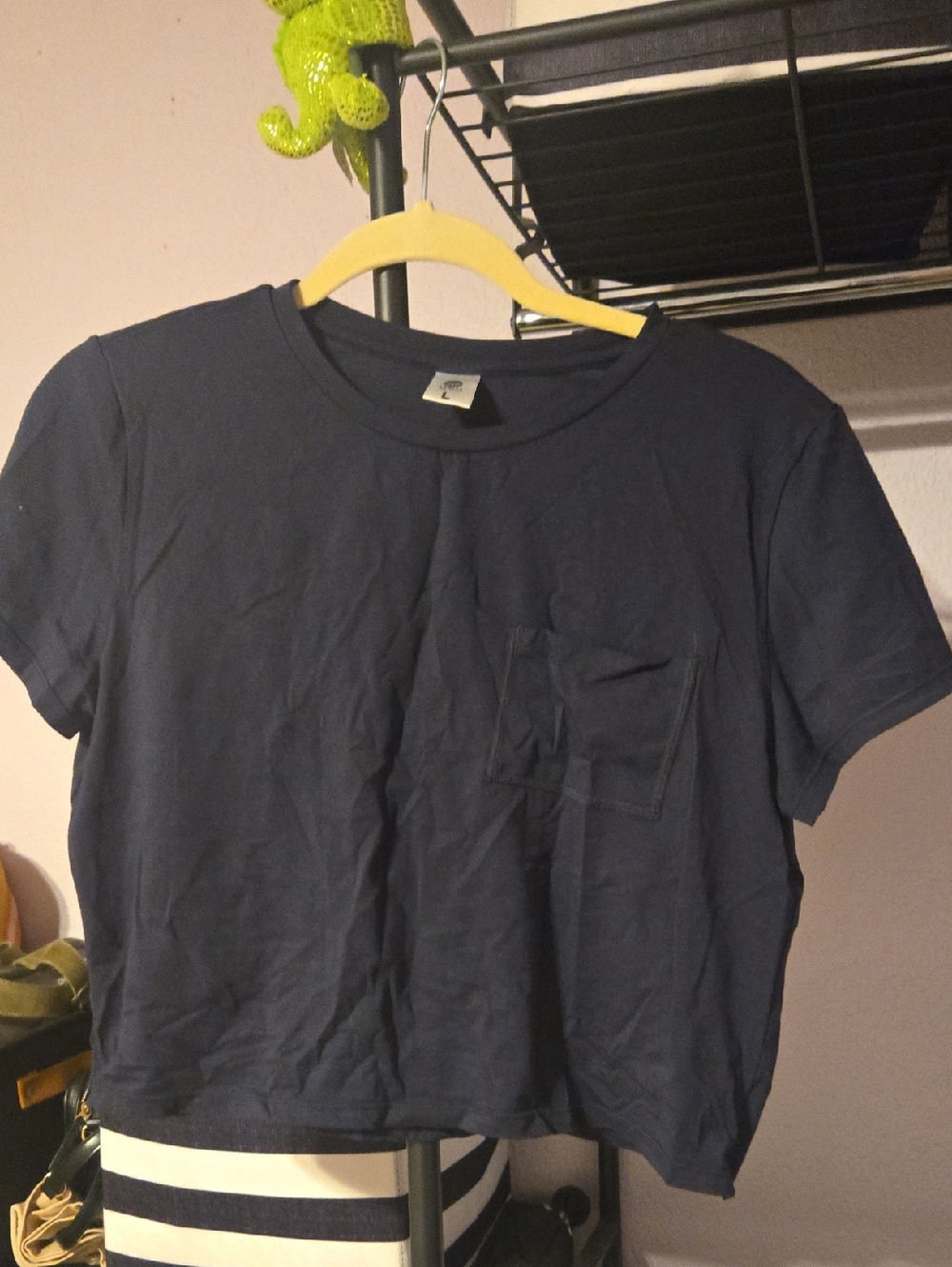 Senita Navy Pocket Cropped Tee